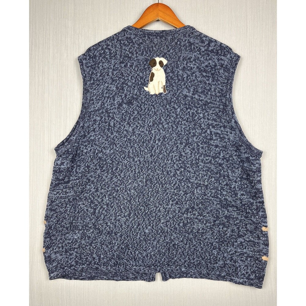 Bobbie Brooks Womens Cotton Knit Vest 26W Applique Fall Dogs Novelty Whimsical - Picture 10 of 13